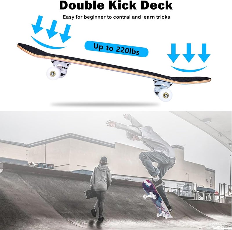 CLYCTIP Skateboard,31 x 8 inch Complete Skateboards for Beginners,8 Layer Maple Concave Cruiser Trick Skate Board for Kids,Teens,Adults - Image 3